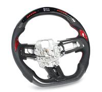 Ejoyous Reemplazo del Volante LED de Fibra de Carbono con 20 Luces de LED Cuero Perforado Fondo Plano en Forma de D para V6 GT 2015 a 2017