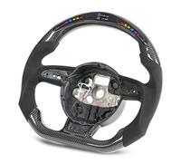 Ejoyous Reemplazo del Volante LED de Fibra de Carbono con Pantalla LCD Diseño Tipo D de Fondo Plano 20 Luces de LED de 12 V a 16 V para Conducción en Pista B8.5 RS3 RS4 RS5 RS6 RS