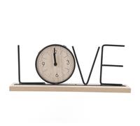 Ejoyous Reloj de Escritorio, Reloj de Mesa con Letras Decorativo Moderno Que Funciona con Pilas con Arte de Hierro y Madera Compuesta, para Sala de Estar, Dormitorio, Oficina (Versión Amor)