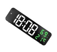 Ejoyous Reloj de Pared Digital, Despertador LED con Números Grandes, Diseño de Espejo, Reloj Digital con Temperatura, Fecha, Funciona con Red para Sala de Estar, Oficina, Gimnasio (Blanco y