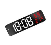 Ejoyous Reloj de Pared Digital, Despertador LED con Números Grandes, Diseño de Espejo, Reloj Digital con Temperatura, Fecha, Funciona con Red para Sala de Estar, Oficina, Gimnasio (Blanco y