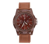 Ejoyous Reloj de Pulsera Analógico Electrónico, Caja de Aleación, Correa de Nailon, Reloj Militar Duradero para Uso Diario y Actividades Al Aire Libre (Café)
