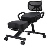 Ejoyous Silla Ergonómica de Rodillas, Silla de Rodillas con Respaldo con Cojines Cómodos, Mejore Su Postura con un Asiento en Ángulo, Taburete Ajustable para el Hogar Y la Oficina 74x46x90cm