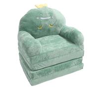 Ejoyous Sofá para Niños Silla Plegable para Niños Pequeños, Mini sofá de Dinosaurio Verde de Dibujos Animados con Esponja de Tela Suave, Respaldo con Asas Anchas, para Leer, Relajar la Hora de la
