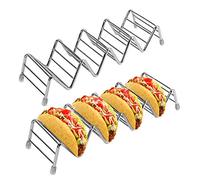 Ejoyous Soporte para Taco, 2 Piezas Taco Soporte de Acero Inoxidable para Buffets y Fiestas, Herramientas Hornear, Taco Holders Herramientas Hornear con 4 Compartimentos para lavavajillas Taco