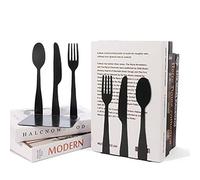 Ejoyous Sujetalibros de Acero Inoxidable, Sujetalibros de Cuchara de Tenedor de Metal Resistente para Libros, Organizador de Estante Decorativo con Diseño Antideslizante para Dormitorio