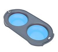 Ejoyous Tazón Doble Plegable para Mascotas, Cuenco Doble Elevado Pets Firma Plegable Estable para Casa para Mascota (Blue)