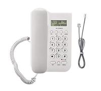 Ejoyous Teléfono con Cable, Teléfono de Escritorio Teléfono Fijo con Cable Elástico Teléfono de Pared Teléfono con Cable Y Pantalla de Llamadas, para Oficina en Casa Hotel(Blanco)