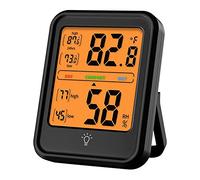 Ejoyous Termómetro Higrómetro Digital ABS Medidor de Temperatura de Humedad Interior con Retroiluminación LCD 4 a 158F Registros Altos y Bajos de 24 Horas para el Hogar, Dormitorio, Oficina, (BLACK)