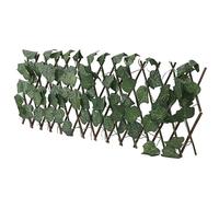 Ejoyous Valla de Setos Artificiales Pantalla de Seto Artificial de Madera 200 X 28 Cm Cubierta de Privacidad Expandible Resistente a los Rayos UV con Hojas de Tela de Seda de Madera Real para