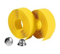 Ejoyous Vendaje de cinta para manillar de bicicleta, envoltura de manija de cinta de barra de bicicleta suave con 2 enchufes de barra para ciclismo de ciclismo y carreras de carretera (amarillo)