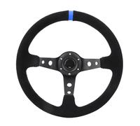 Ejoyous Volante de Carreras Universal de 14 Pulgadas, Marco de Aluminio, Cuero Napped, Agarre Fuerte para Coches y Vehículos de Carreras (BLUE)