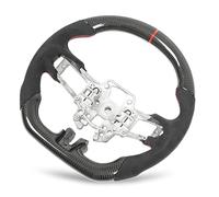 Ejoyous Volante de Fibra de Carbono, Repuesto de Volante Tipo D de Fondo Plano de Gamuza con Costuras Rojas, Crestas de Dedo con Anillo de 12 en Punto para 2018 2022