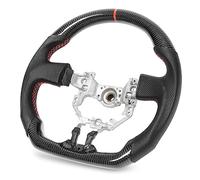 Ejoyous Volante de Fibra de Carbono, Volante de Carreras de Cuero Perforado, Fibra de Carbono Brillante 3K con Parte Inferior Plana Tipo D Costuras Rojas para FR S GT86 86 2013 2016