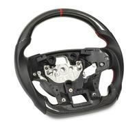 Ejoyous Volante de Fibra de Carbono Volante de Carreras de Fondo Plano con Cuero Perforado Acabado Brillante 3K Costuras Rojas para 2019 2020 2021 2022
