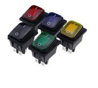 EJPPDHCO Interruptor basculante Resistente al Agua, 30x22, 12V, Rojo, 220V, Iluminado con luz, 16A, 250VAC, KCD4-201, Interruptor DPST de 4 Pines(4PIN,Yellow,220V)