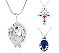 EJRUP 3PCS The Vampire Jewelry Necklace Ring Various sets Vampire Elena Gilbert Opening Vervain Locket Pendant Necklace Collares Colgantes de Cristal de Zafiro