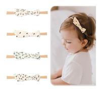 EJRUP 4 Pcs Bebé Niña Diademas, Conjunto de Diademas para Niñas, Elástica Cintas de Pelo Nylon para Neonatal Lactante Niño Pequeño Niños, Anchas Hairband con Lazo de Tela
