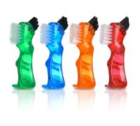 EJRUP 4 Piezas Juego de cepillos de dientes para prótesis, limpieza dentadura postiza,doble cara y punta de precisión,cerdas multicapa y mango ergonómico de goma para dentaduras cuidado