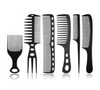 EJRUP 6 Piezas Peine de Pelo de Antiestático,Juego de Peines de Peluquería,Peines de Dientes Finos Profesionales,para Desenredar el Cabello Largo, HúMedo o Rizado(Negro)