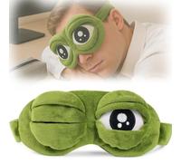 EJRUP Antifaz para Dormir de Rana Loca,Felpa Máscara de Sueño Animados Bonitos,Máscara de Ojo de Rana,ProteccióN de Ojos Divertida para Dormir,Viaje del sueño Sleep Mask (Verde)
