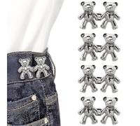 EJRUP Botones Para Vaqueros 10 piezas de hebillas de ajuste de cintura en forma de oso de aleación plateada (apropiadas para pantalones vaqueros)
