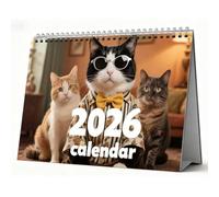 EJRUP Calendario de Escritorio 2026, 28,5x21 cm Mes Vista Enero - Diciembre 2026 + Sep.,Calendario 2026 | Imágenes Gatitos