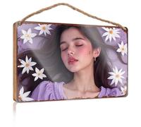EJXN Divertida decoración de dormitorio con diseño de sueños florales: un retrato sereno con flores blancas, letrero de madera para sala de juegos, decoración de casa de campo (23 x 35 cm)