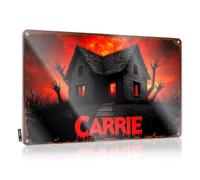 EJXN Letrero de barra de hojalata con texto en inglés "Carrie: A Haunting Tale of Revenge And Supernatural Powers", letrero de pared para garaje (30 x 40 cm)