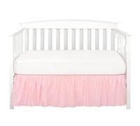 EKalgretrA Faldones de Cama para Cuna Falda de Cama for Cuna con sábanas Superiores Blancas, Volantes Plisados en los 4 Lados for niños y niñas, Colcha for guardería(Pink,70x140x36cm)