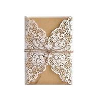 EKalgretrA Tarjeta Boda 10pcs Glitter Invitation Card With Ribbon Greeting Cards Wedding Mariage Decoration(White)