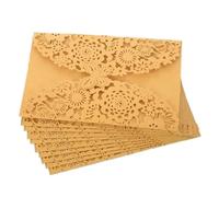 EKalgretrA Tarjeta Boda 10pcs Wedding Invitation Card Flower Bithday Cards Invitations Laser Cut Party(Gold)