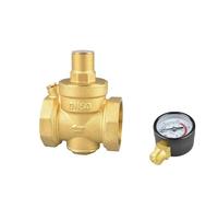 EKalgretrA Válvula de Presión de Agua Válvula Reductora y mantenedora de presión de Agua de latón de 2" Válvula de Alivio Ajustable y reguladora(Valve with Gauge)