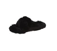 EKalgretrA Zapatillas Esponjosas Cruzadas Zapatillas de Piel Gruesa una Palabra, Zapatillas Doble, Zapatos Informales algodón for el hogar for Mujer, Planas Felpa con Tiras Cruzadas(Black,35 EU)