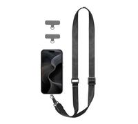 EKAX 2 ganchos cadena universal para teléfono móvil | Collar para colgar sin funda | Crossbody Handyband con almohadilla adhesiva | Cadena para todos los smartphones, iPhone, Samsung, Huawei (negro (2