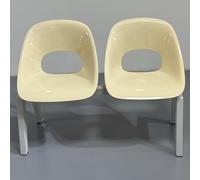 EKDJSN Bancos for Sala de Espera, Bancos for Exteriores, Asientos de Plástico for Recepción de Invitados for Centros Comerciales y Cafeterías, Muebles Decorativos Silla de Espera(Off-White B,2-Seat)