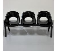 EKDJSN Bancos for Sala de Espera, Bancos for Exteriores, Asientos de Plástico for Recepción de Invitados for Centros Comerciales y Cafeterías, Muebles Decorativos Silla de Espera(Black A,3-Seat)