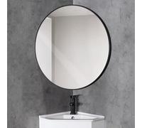 EKDJSN Espejo de Esquina de Pared, Espejo Redondo for Baño, Espejos Giratorios con Marco de Metal y Brazo Extensible Giratorio, Espejos de Tocador, Colgantes o Inclinados(Nero,80cm/31.5in)