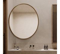 EKDJSN Espejo de Esquina de Pared, Espejo Redondo for Baño, Espejos Giratorios con Marco de Metal y Brazo Extensible Giratorio, Espejos de Tocador, Colgantes o Inclinados(Wood Color,60cm/23.6in)