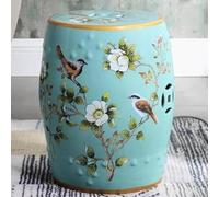 EKDJSN Taburete de Cerámica, Taburete de Tambor Esmaltado y Pintado a Mano, Taburete de Porcelana, Asiento de Jardín, Taburete de Maquillaje, Mesa Auxiliar, Reposapiés(Blauw)