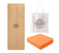 EKE Tapete de yoga plegable de corcho, 5 mm de grosor, tamaño estándar, plegable, ligero y portátil, adecuado para yoga, pilates, fitness, deportes, entrenamiento, viene con bolsa de lona, buen regalo