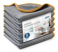 Ekedalen 6X Paño de Microfibra de Carbono, Bayeta para Limpiar Cristales sin Pelusa, Paños de Cocina Mágicos para Ventanas Espejos Parabrisas Azulejos Platos Estufa Horno Puertas Sofá, 30x30cm 400GSM