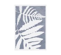 Ekelund Linneväveri Paño de cocina Ormbunkar 50x70 cm Azul-blanco