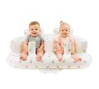 EKEPE Asiento inflable para bebés gemelos de 3 meses en adelante, silla inflable doble lado a lado para sentarse con bomba de aire integrada, silla de bebé inflable para bebés, oso gemelos