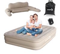 EKEPE Colchón de Aire con Bomba, 203x152x45cm Colchón de Aire Autoinflable con Bomba Incorporada, Colchón Hinchable con Bomba Eléctrica Extraíble-Beige