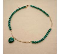 EKFBQBGW 6mm Green Malachite 15mm Malachite Heart Shape Charm Choker Necklace Gemstone Jewelry