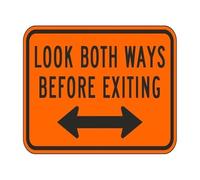 EKFBQBGW Caution Before Exiting Sign Look Both Ways Aluminum Warning Sign for Building Lobby Stairwell Doorway Traffic Reminder (8 X 12 inch)