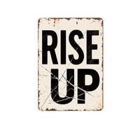 EKFBQBGW Inspirational Sign for Office Rise Up Funny Retro for Team Building Conference Room Wall-Art Encouragement Saying Rustic Sign (8 X 12 inch)
