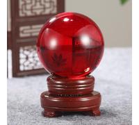 EKFBQBGW K9 Crystal Ball Purple Amethyst Stone Feng Shui Goods Gift Wooden Pedestal with Glass,F,40mm
