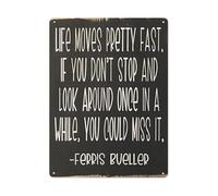 EKFBQBGW Life Moves Pretty Fast Quote Vintage Tin Sign Slow Down and Look Around Inspirational Wall-Art 8 X 12 in